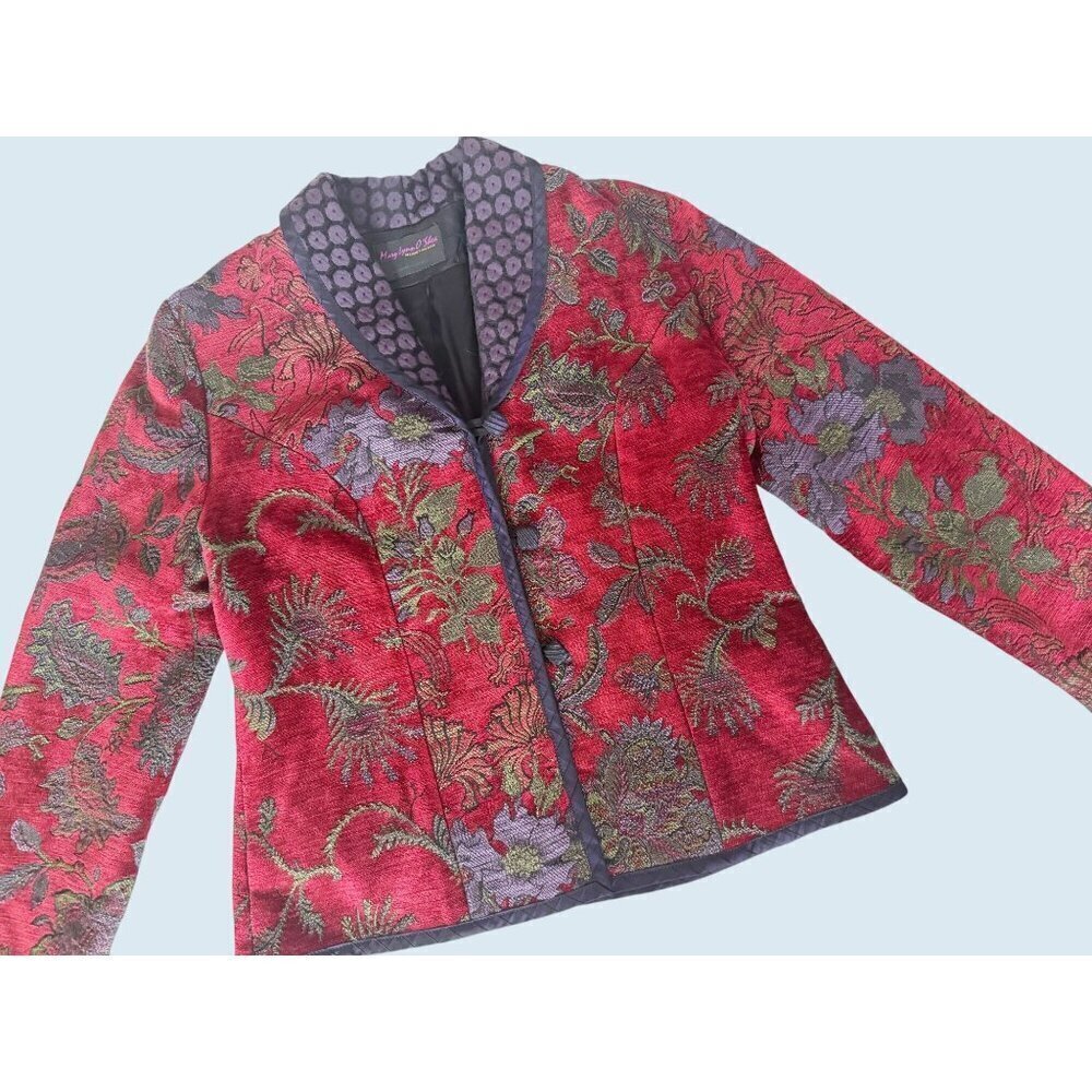 MARY LYNN O'SHEA Handmade Tapestry Woven Floral Jacket Size Small